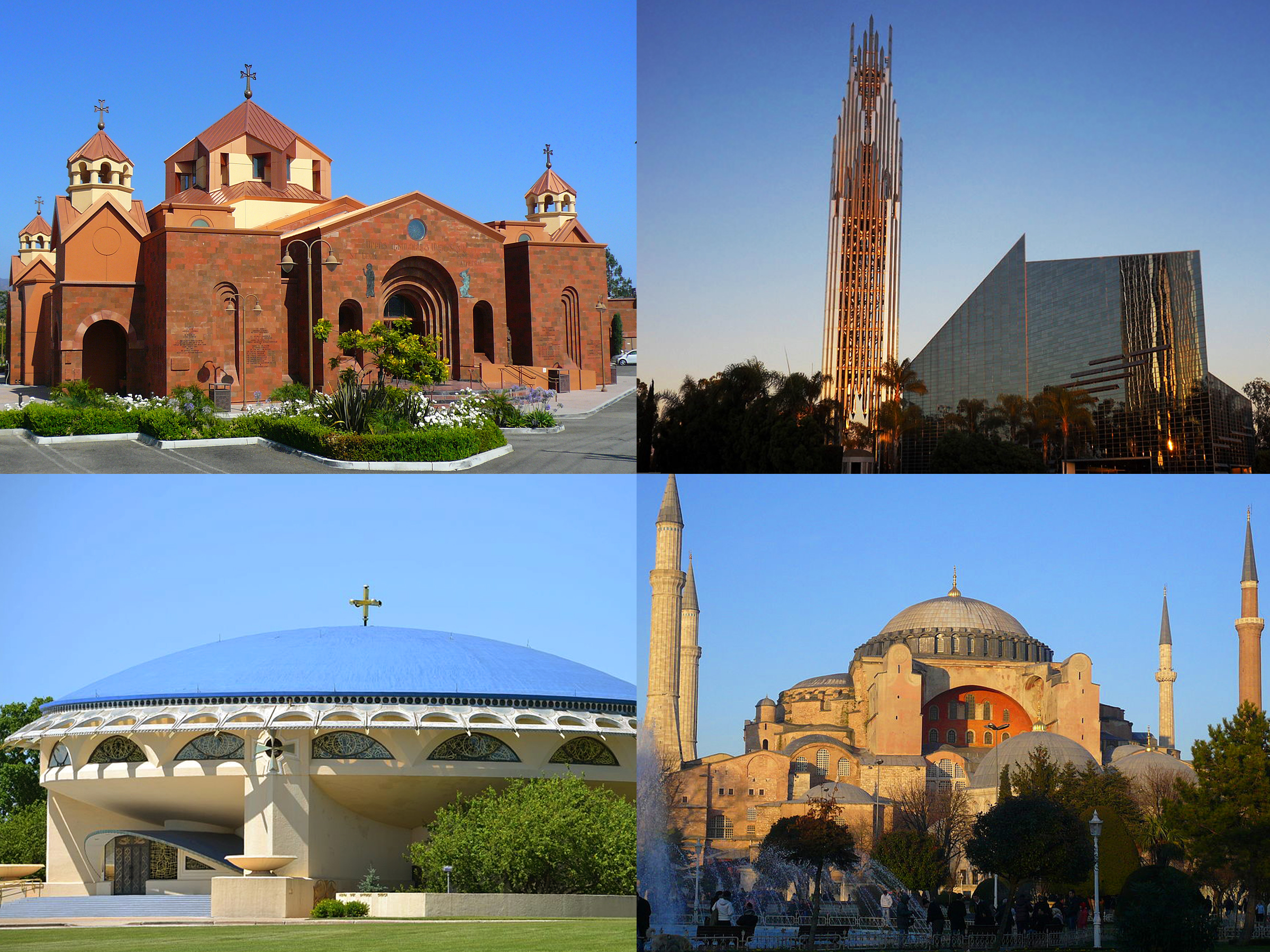 Collage of churches' architecture 